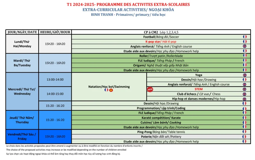 1 - Boule et Billes Extra Curricular activities 2024-2025