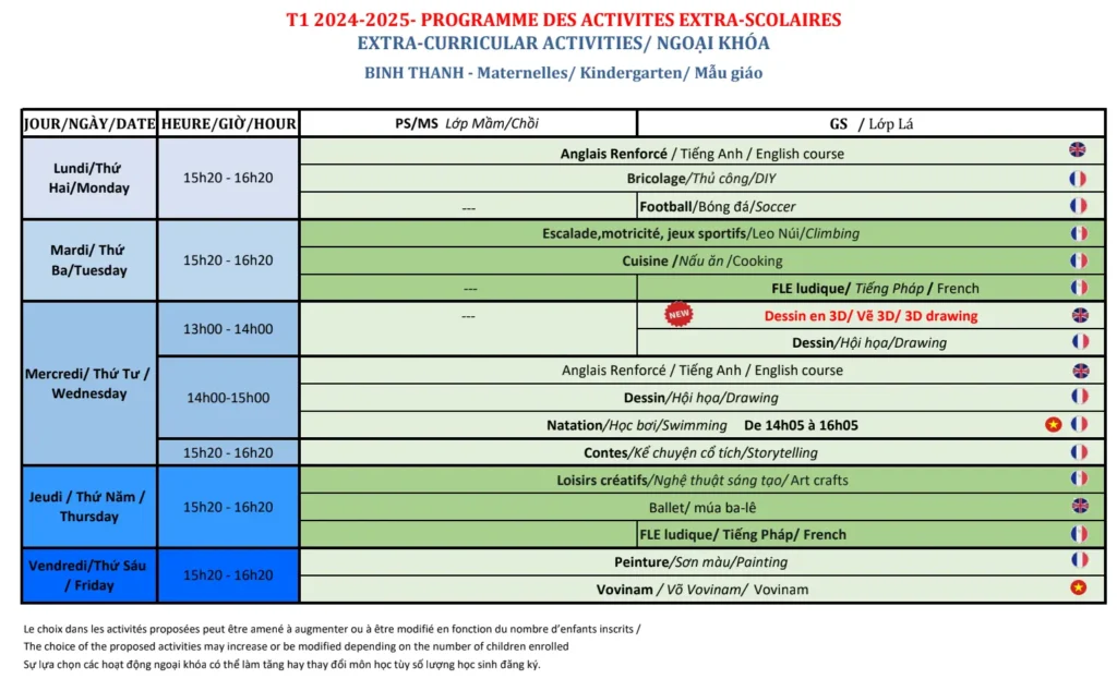 2 - Boule et Billes Extra Curricular activities 2024-2025