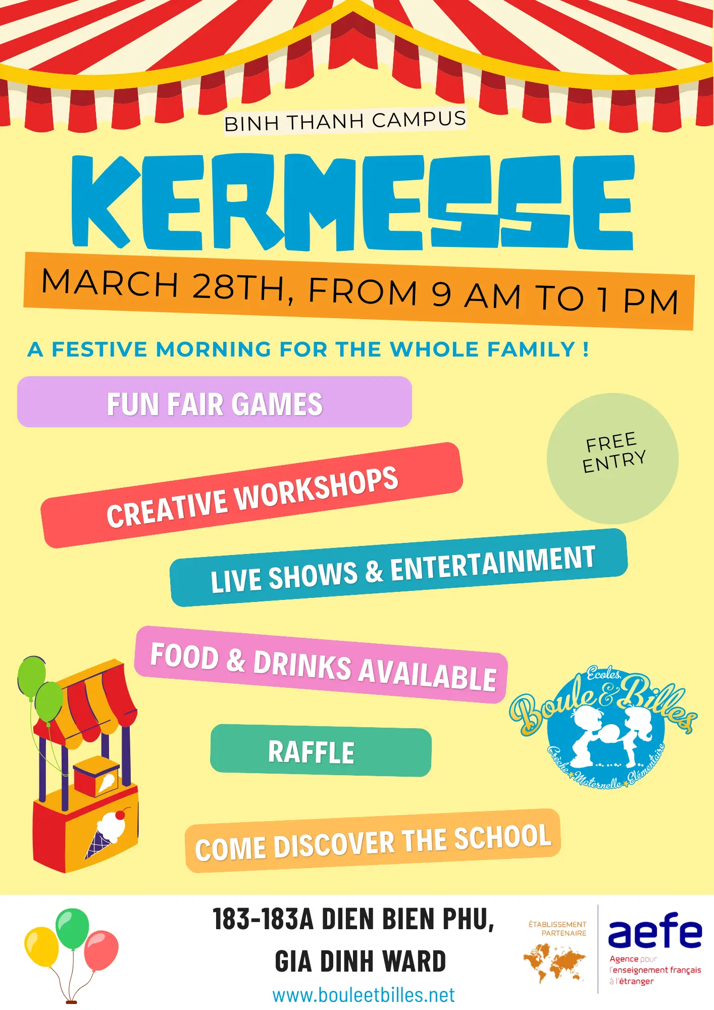 flyer for the marbles and balls fair, March 2026