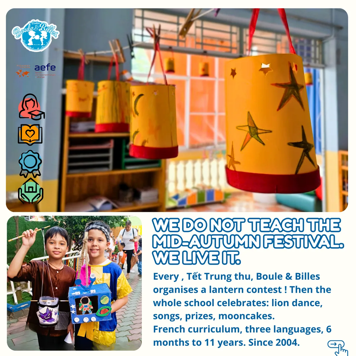 Lanterns made by Boule & Billes pupils for the Mid-Autumn lantern contest